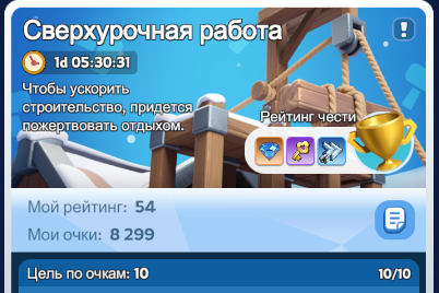 Событие Сверхурочная работа